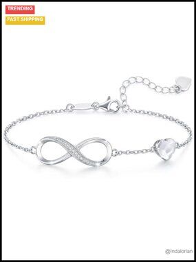 CDE Women's Sterling Silver Infinity Birthstone Bracelet Link Charm CZ Jewelry